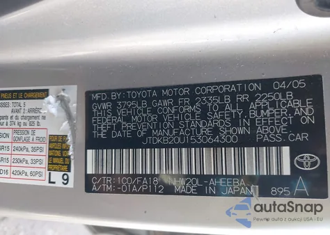 2005 Toyota Prius from USA, damaged, VIN JTDKB20U153064300